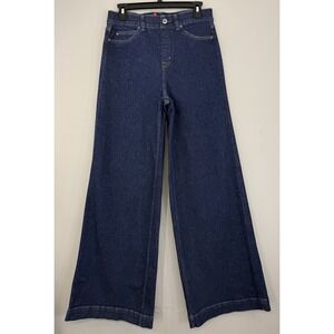 Spanx Wide Flare Leg Pull On Jean Women's Medium High Rise Dark Wash